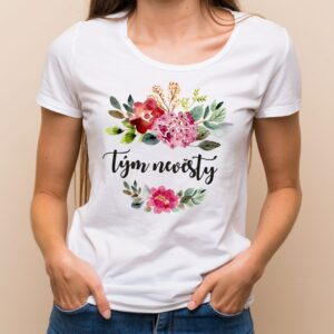 Květinové tričko barevné květy - Tým nevěsty Bílé tričko s plnobarevným tiskem S - trička na rozlučku se svobodou