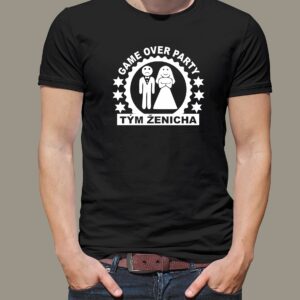 Pánské tričko Tým ženicha černé Černé tričko s bílým potiskem S - trička na rozlučku se svobodou