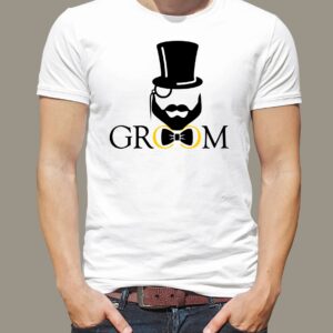 Pánské tričko Groom Bílé tričko s černým potiskem S - trička na rozlučku se svobodou