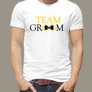 Pánské tričko Team groom Bílé tričko s černým potiskem S - trička na rozlučku se svobodou