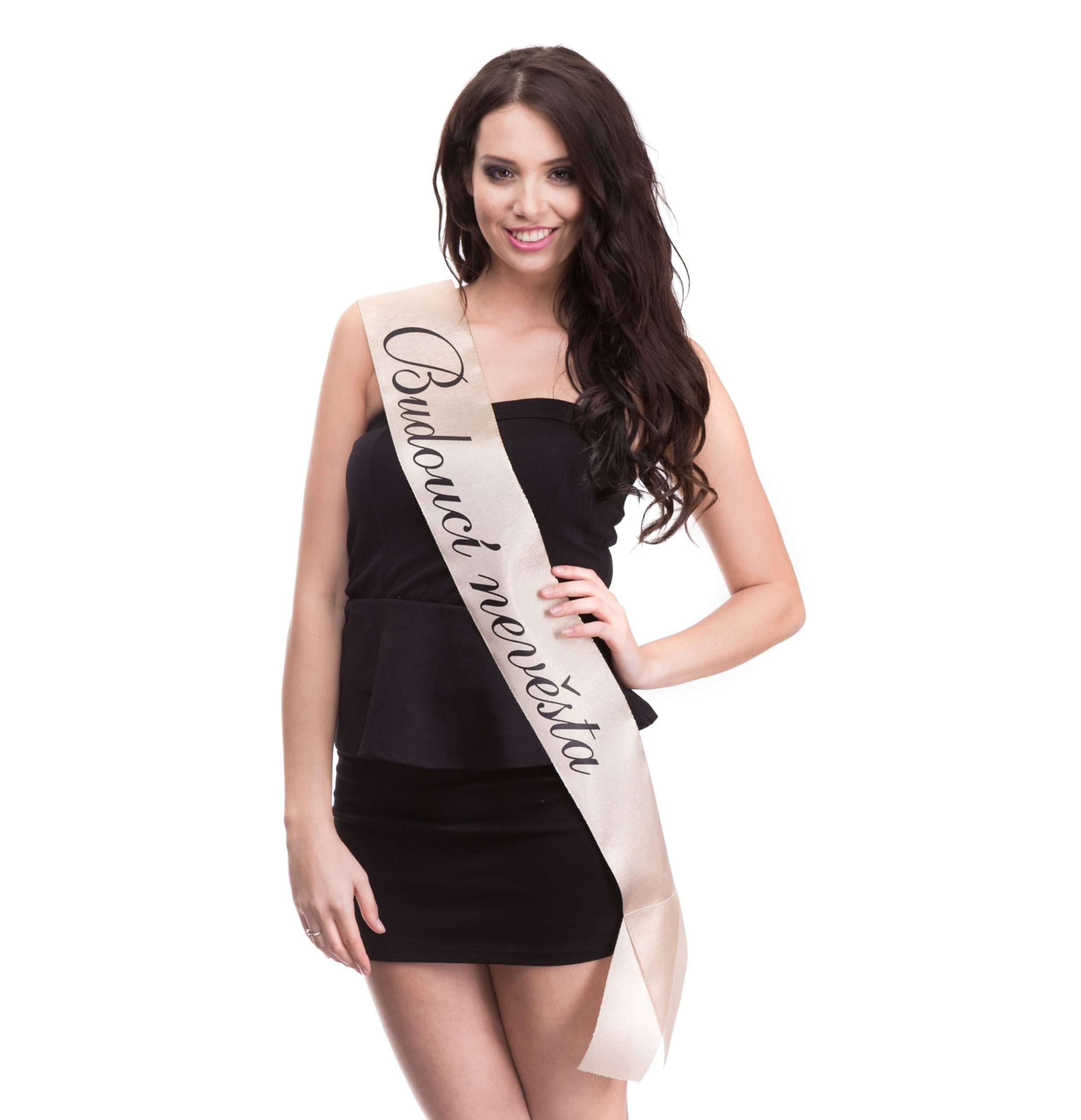 Třpytivá šerpa zlatá - Budoucí nevěsta Bez sešití - trička na rozlučku se svobodou