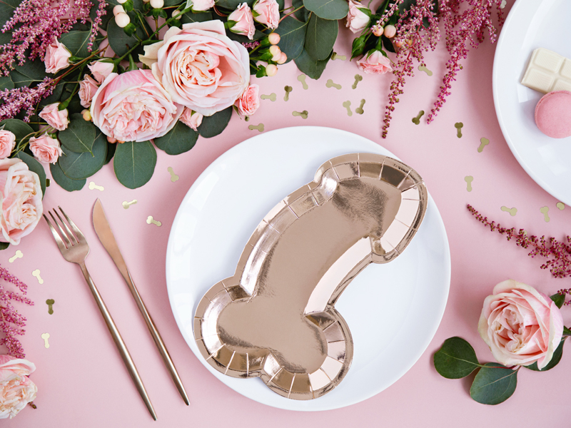 Rosegold party talířky - trička na rozlučku se svobodou