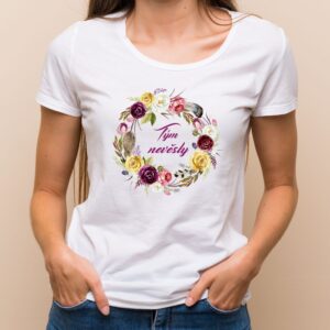 Květinové tričko boho věneček - Tým nevěsty Bílé tričko s plnobarevným tiskem S - trička na rozlučku se svobodou