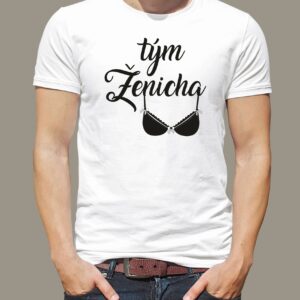 Pánské tričko Tým ženicha 2 Bílé tričko s černým potiskem L - trička na rozlučku se svobodou