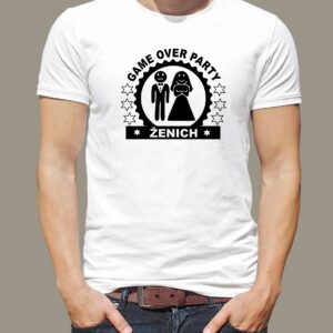 Pánské tričko Ženich bílé Bílé tričko s černým potiskem L - trička na rozlučku se svobodou